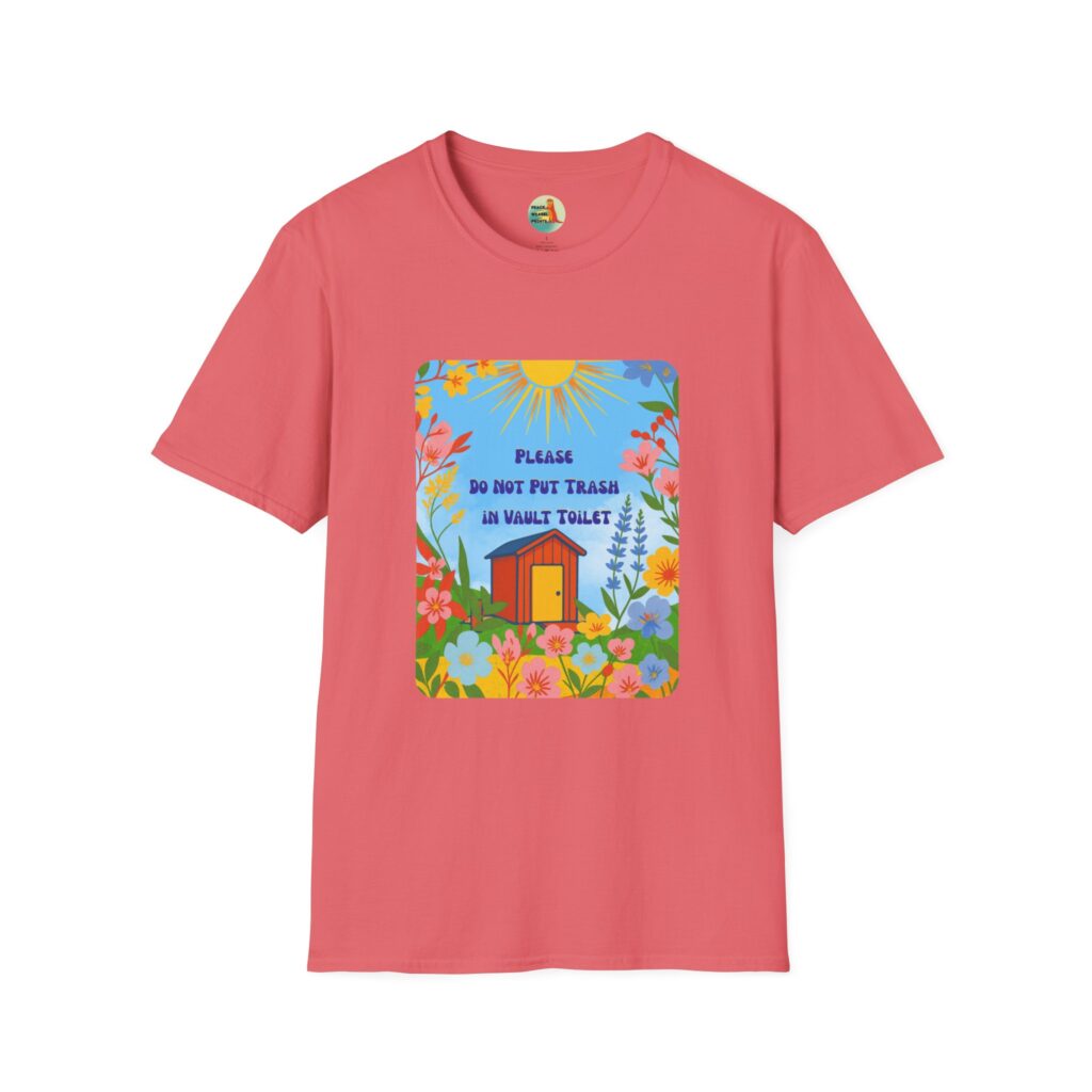 Vault Toilet Wildflower T-Shirt | Funny Leave No Trace Hiking Tee | Trailhead Etiquette Outhouse Humor