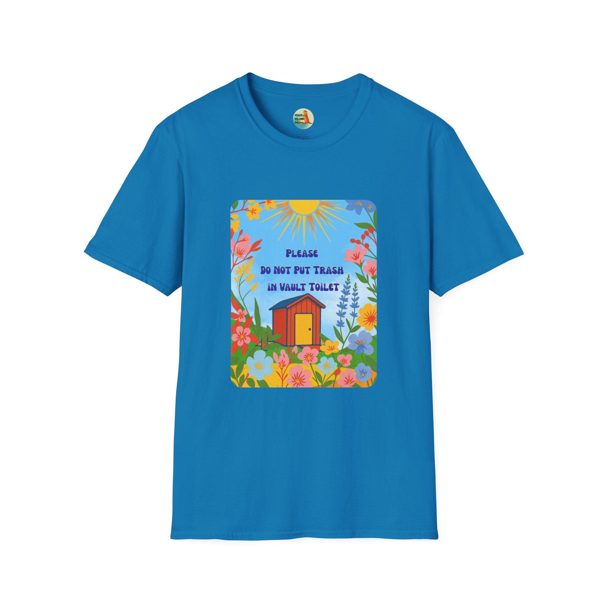 Vault Toilet Wildflower T-Shirt | Funny Leave No Trace Hiking Tee | Trailhead Etiquette Outhouse Humor - Image 13