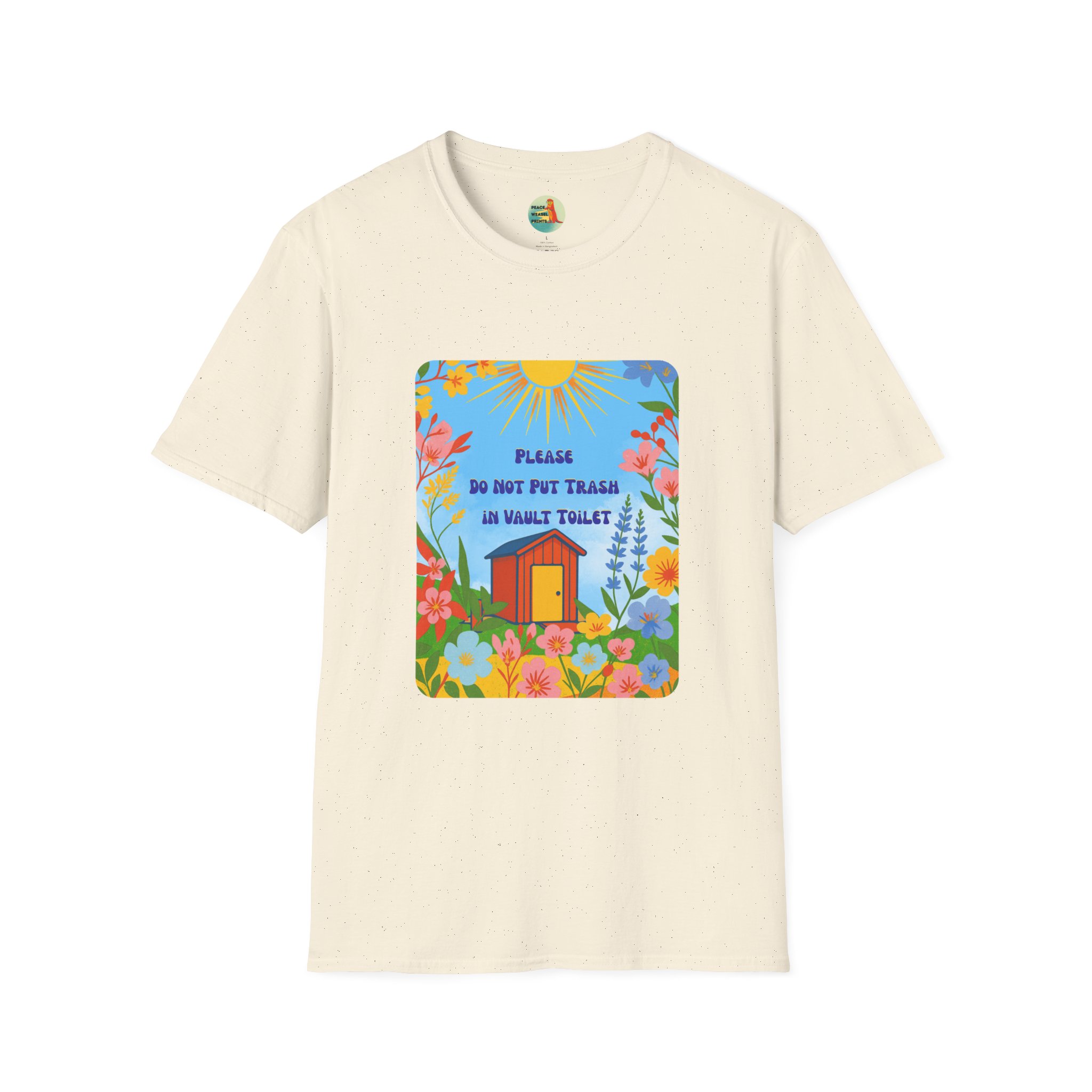 Vault Toilet Wildflower T-Shirt | Funny Leave No Trace Hiking Tee | Trailhead Etiquette Outhouse Humor - Image 5