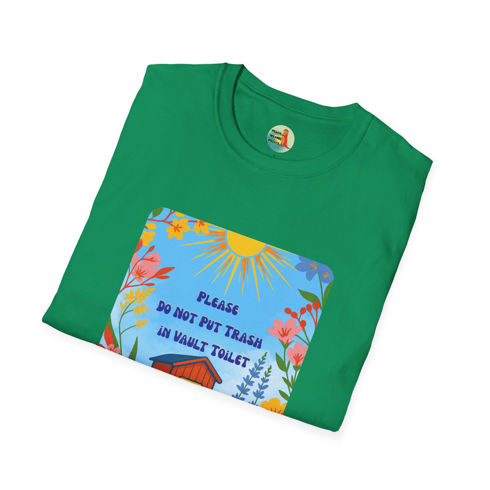 Vault Toilet Wildflower T-Shirt | Funny Leave No Trace Hiking Tee | Trailhead Etiquette Outhouse Humor - Image 12