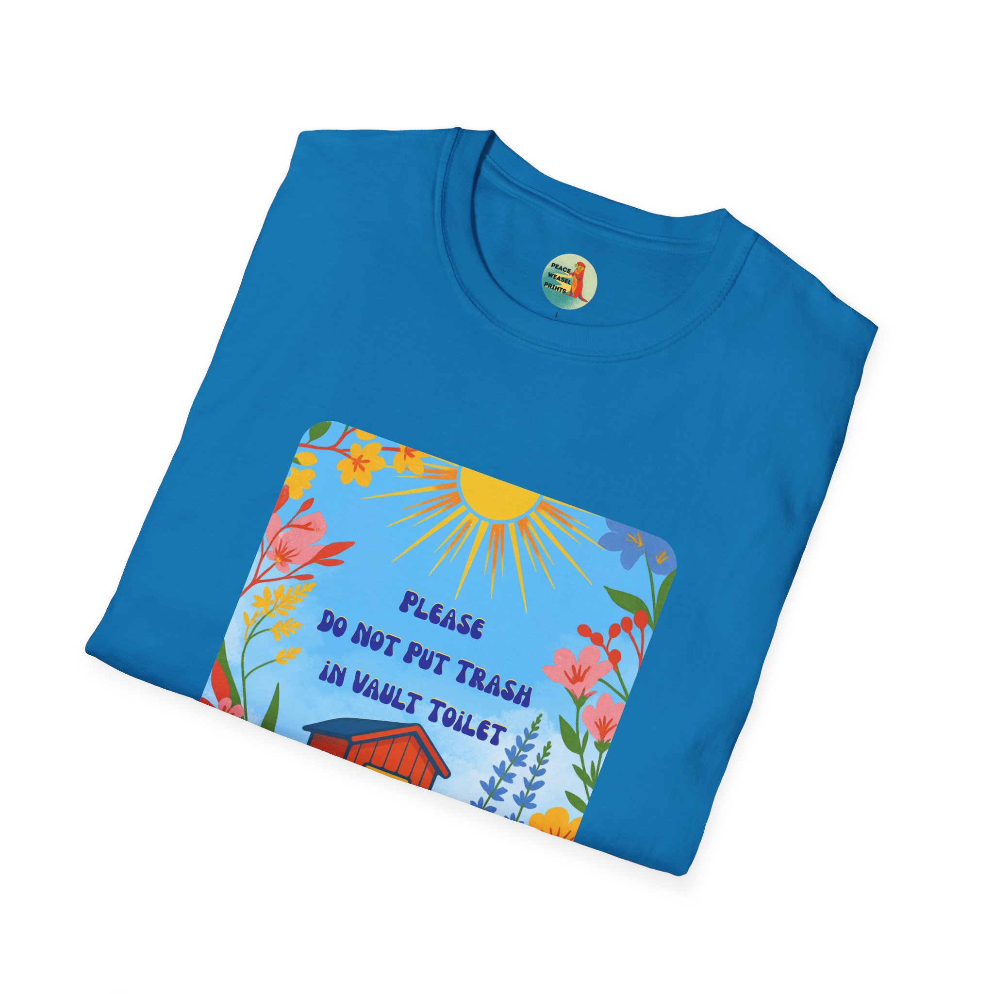 Vault Toilet Wildflower T-Shirt | Funny Leave No Trace Hiking Tee | Trailhead Etiquette Outhouse Humor - Image 16