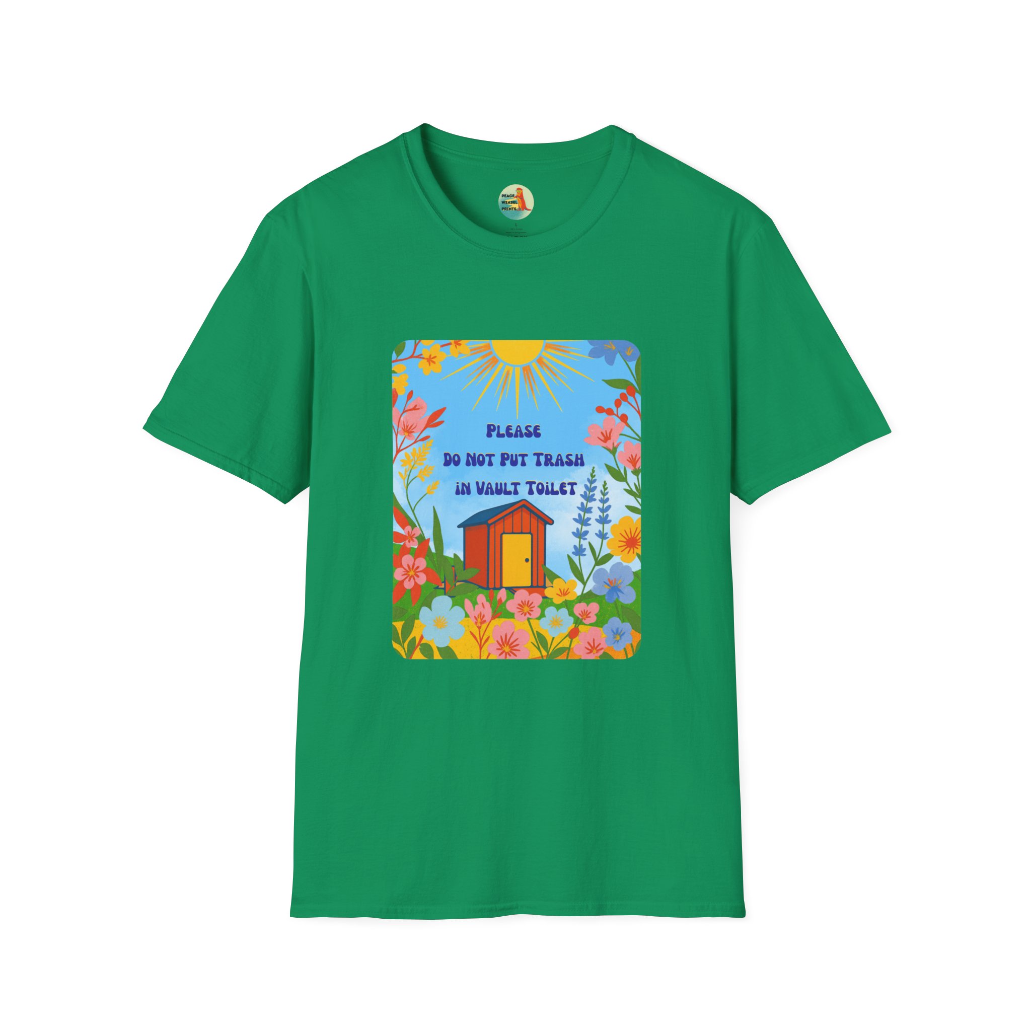 Vault Toilet Wildflower T-Shirt | Funny Leave No Trace Hiking Tee | Trailhead Etiquette Outhouse Humor - Image 9